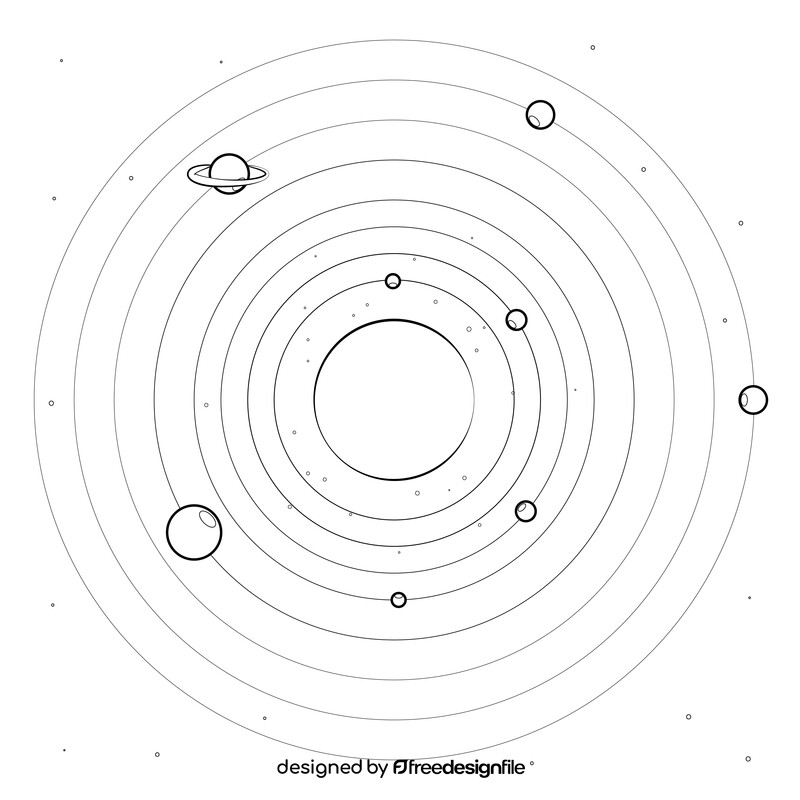 Solar system black and white vector