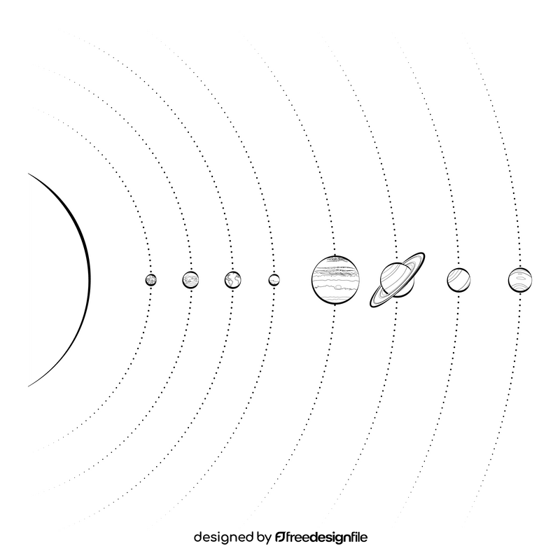 Solar system drawing black and white clipart