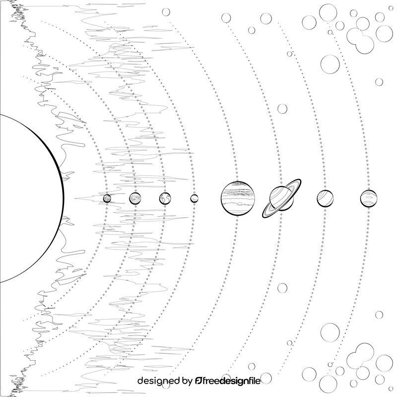 Solar system drawing black and white vector