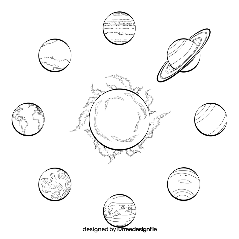 Solar System Drawing Black And White Clipart Free Download
