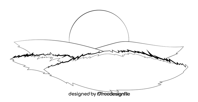 Sunrise black and white clipart