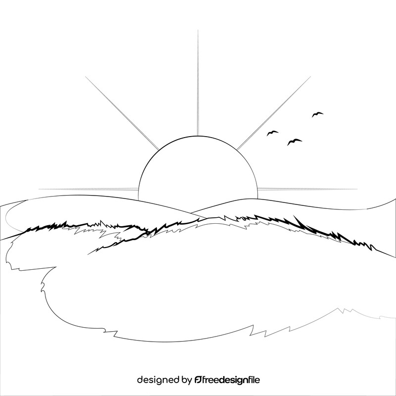 Sunrise black and white vector