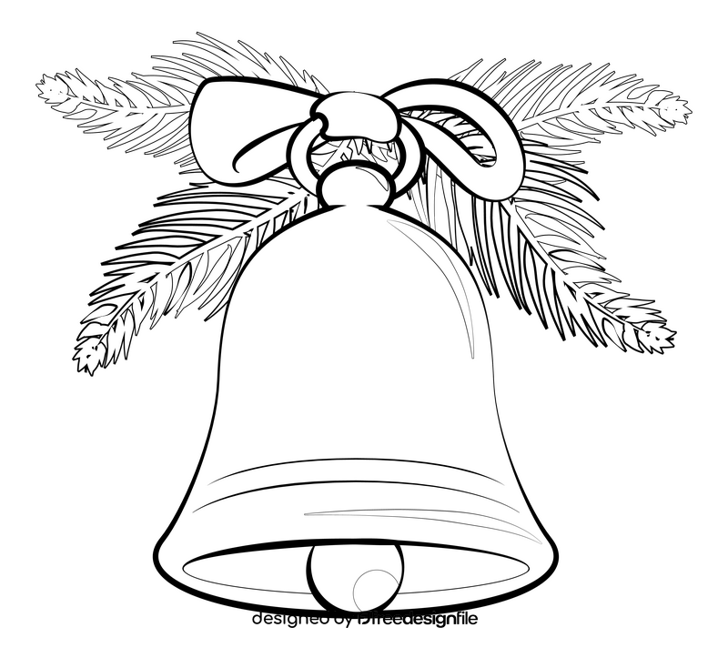 Christmas bells drawing black and white clipart