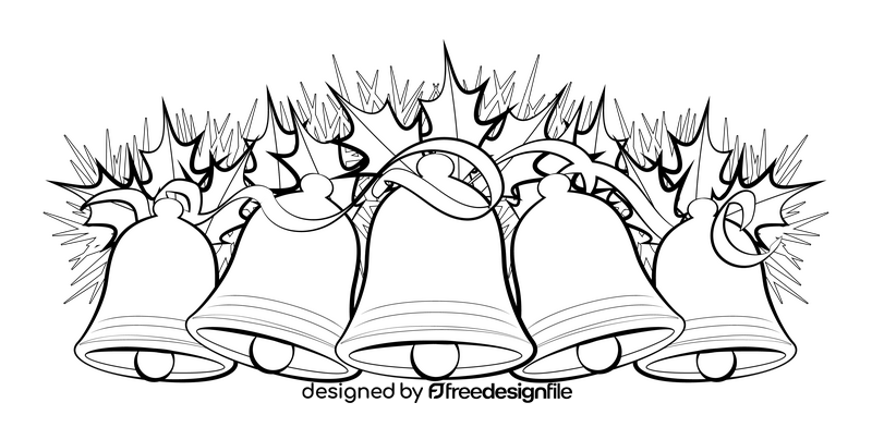 Christmas bells drawing black and white clipart