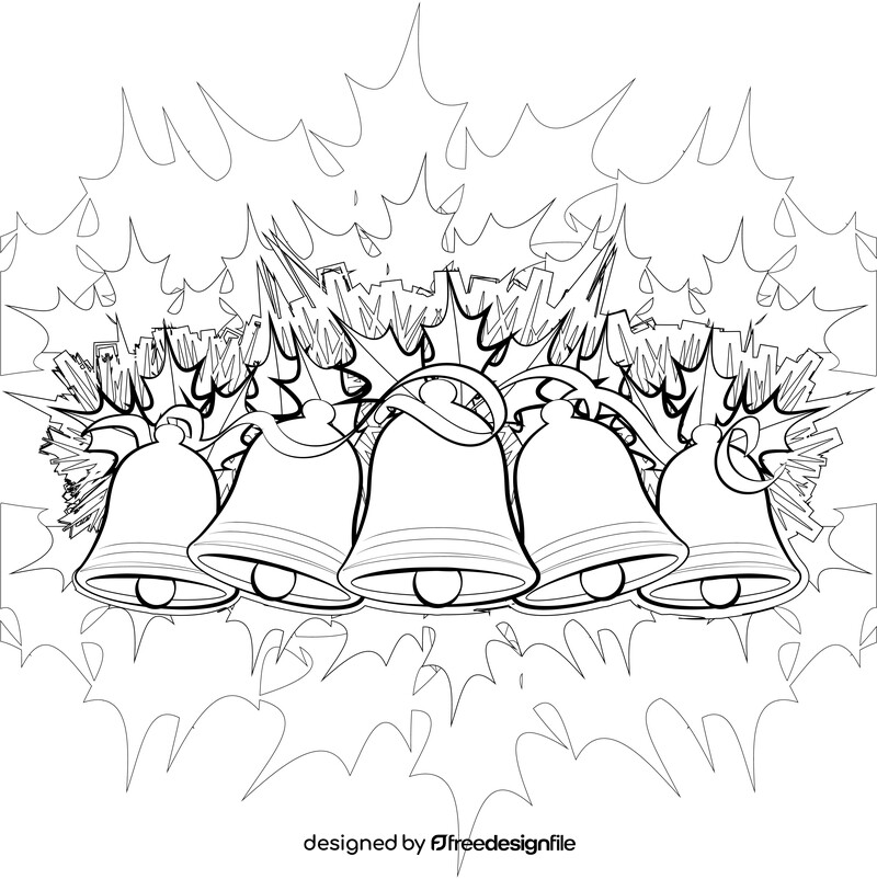 Christmas bells drawing black and white vector