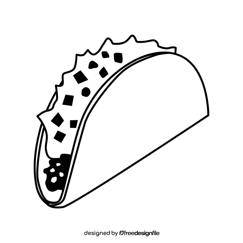 Taco black and white clipart