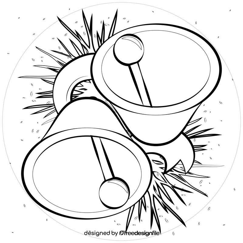 Christmas bells drawing black and white vector