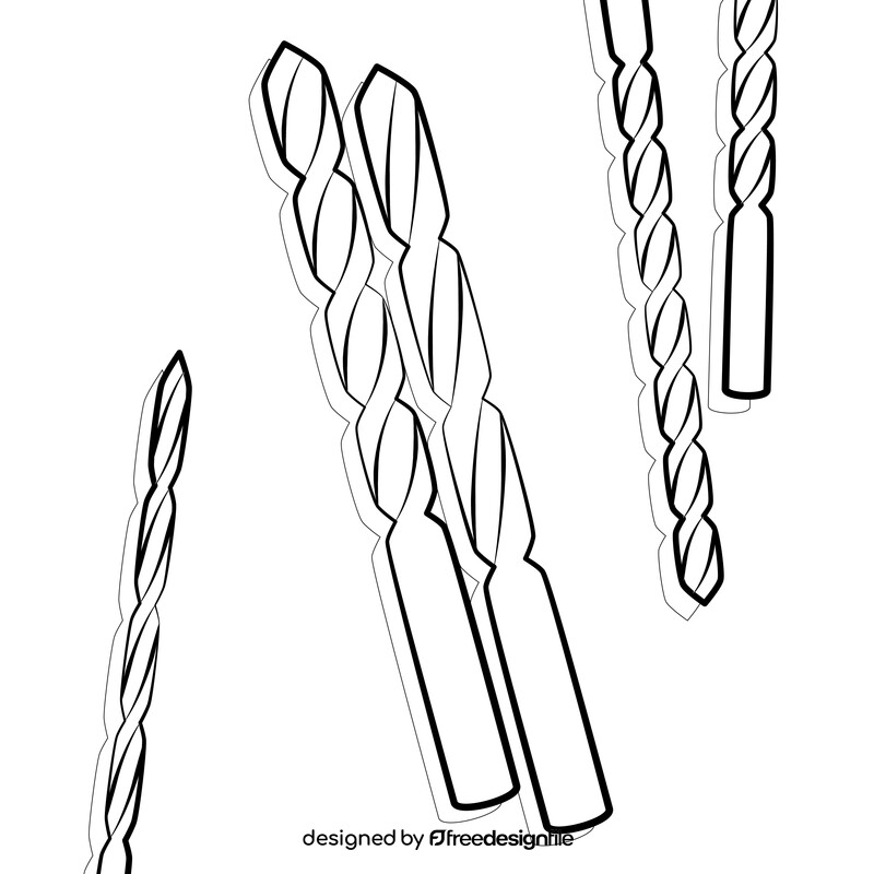 Drill bits drawing black and white vector