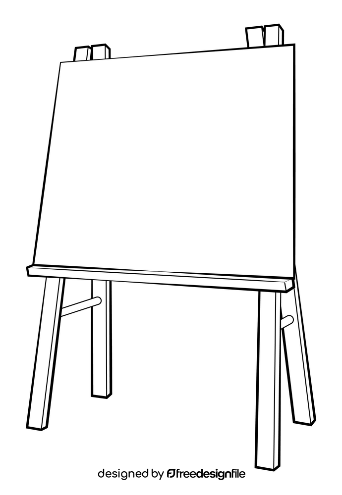 Easel drawing black and white clipart