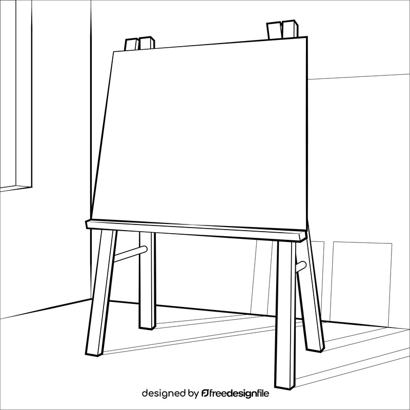 Easel drawing black and white vector