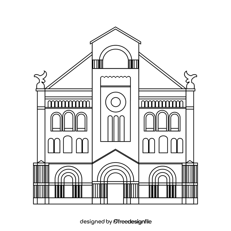 Cathedral of Our Lady Immaculate black and white clipart