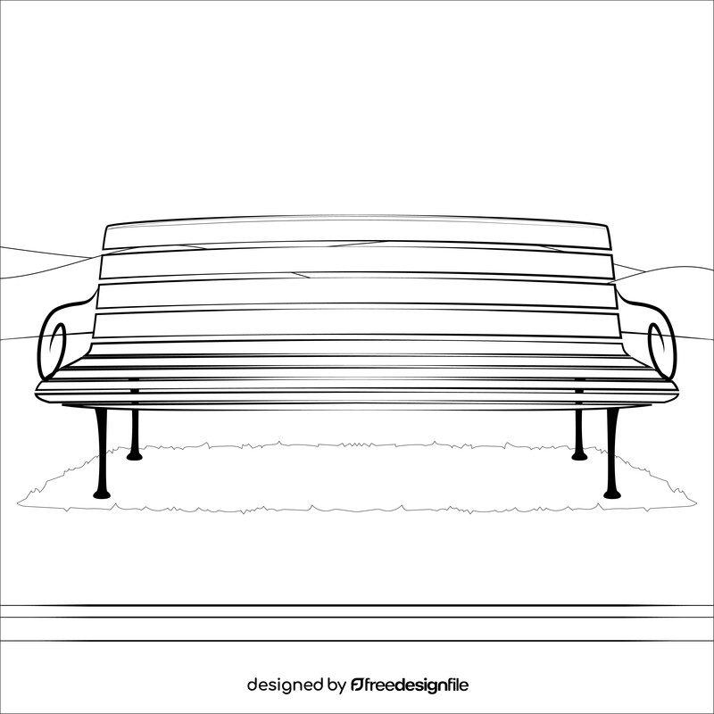 Park bench drawing black and white vector