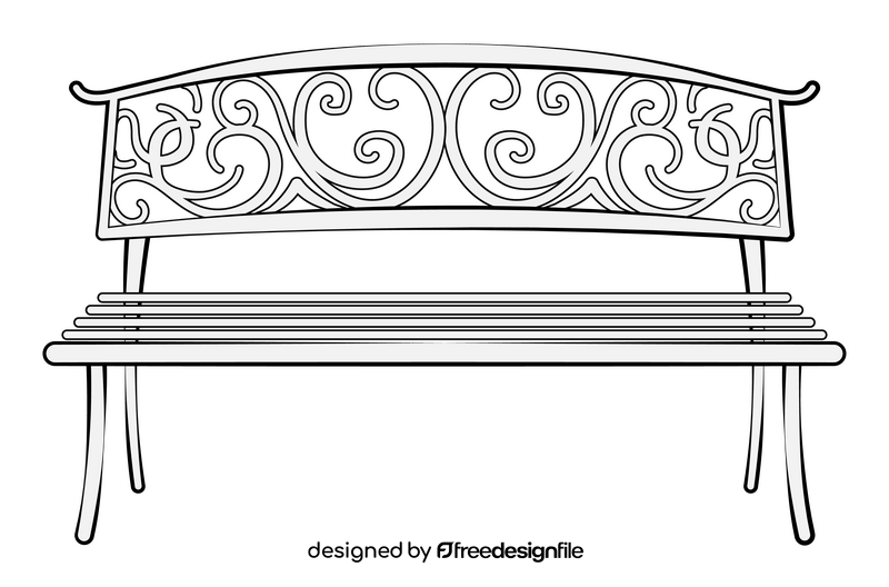 Park bench drawing black and white clipart