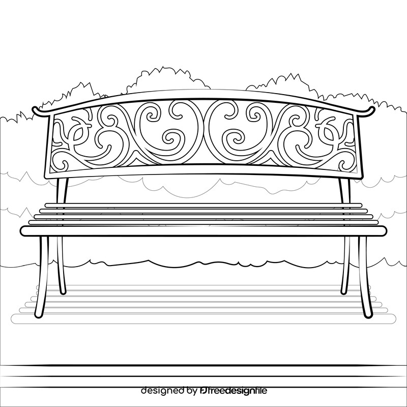 Park bench drawing black and white vector