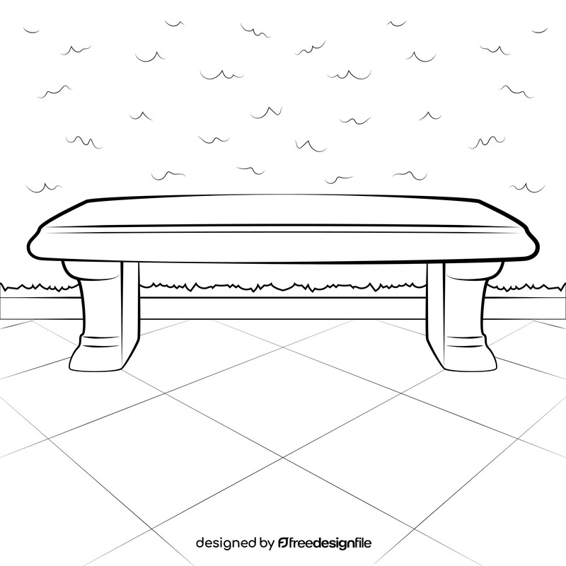 Park bench drawing black and white vector