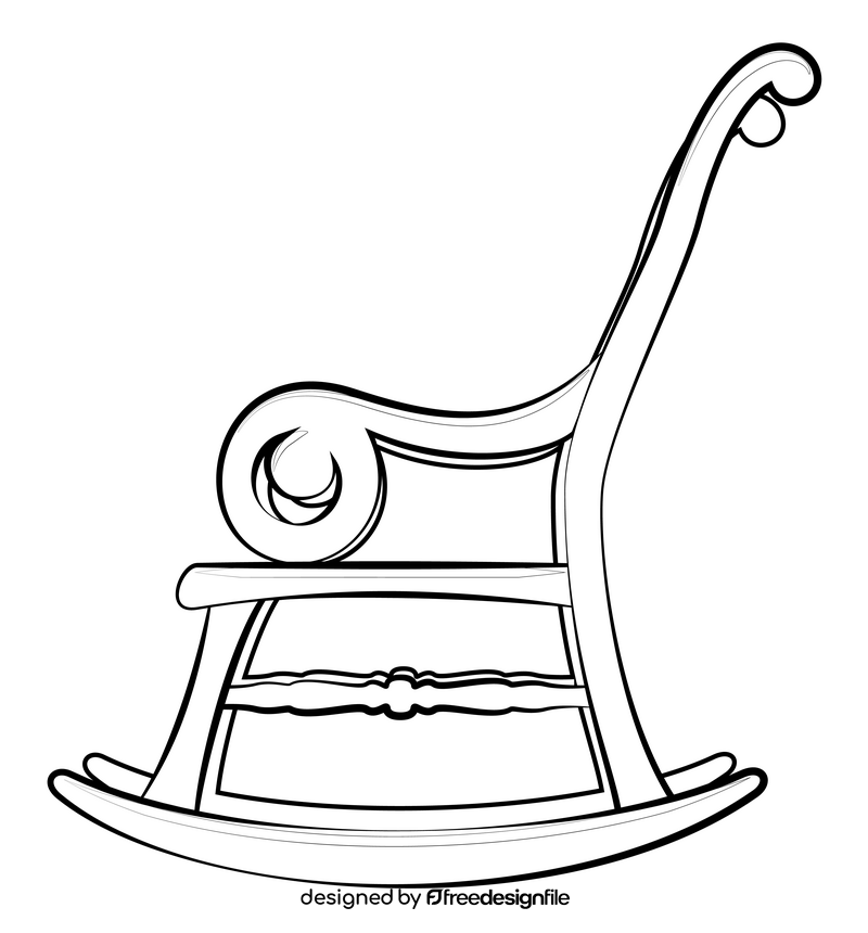 Rocking chair drawing black and white clipart