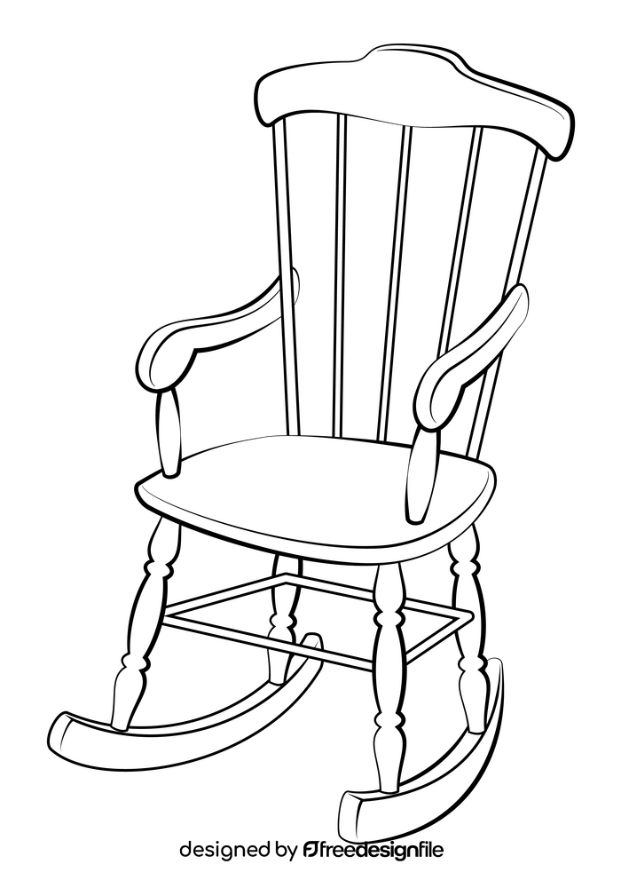 Rocking chair black and white clipart