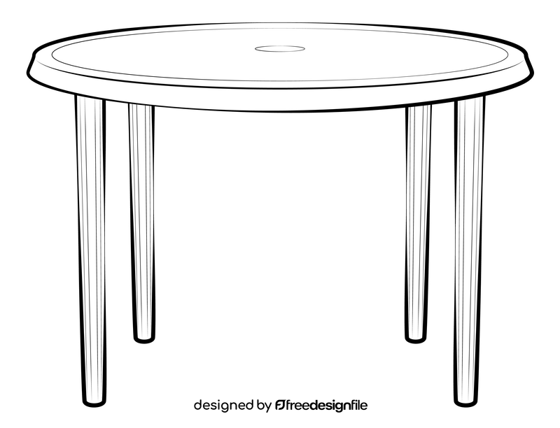 Round table drawing black and white clipart