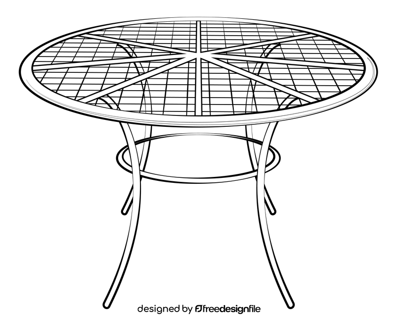 Round table black and white clipart