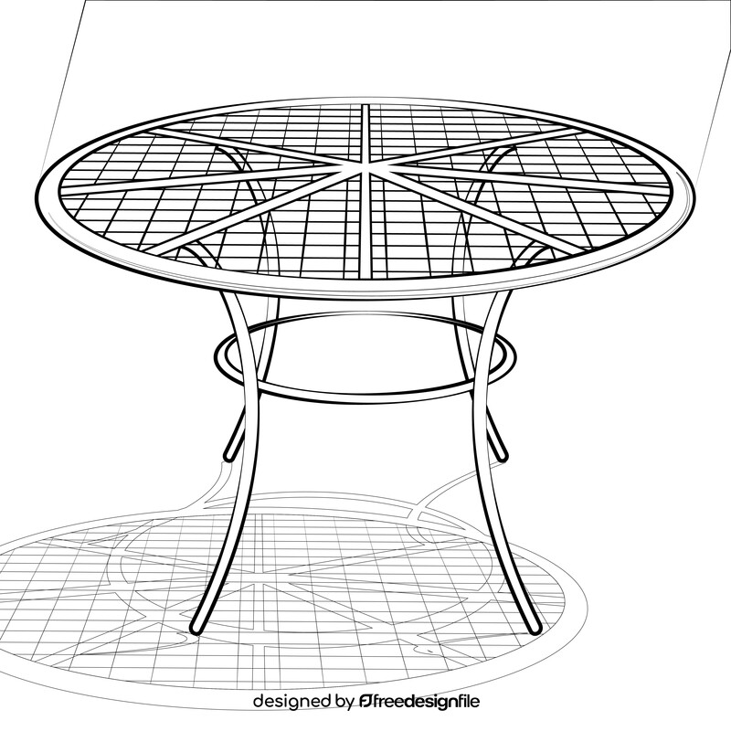 Round table black and white vector