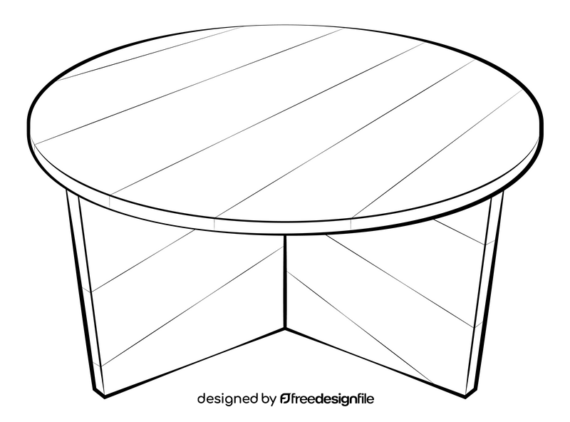 Round table drawing black and white clipart