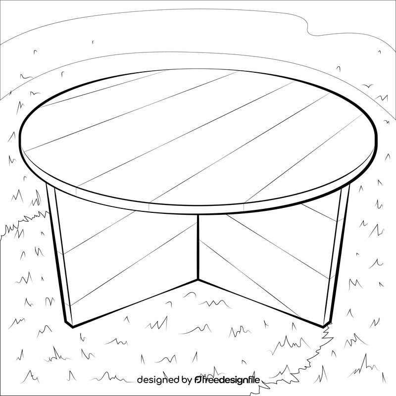 Round table drawing black and white vector