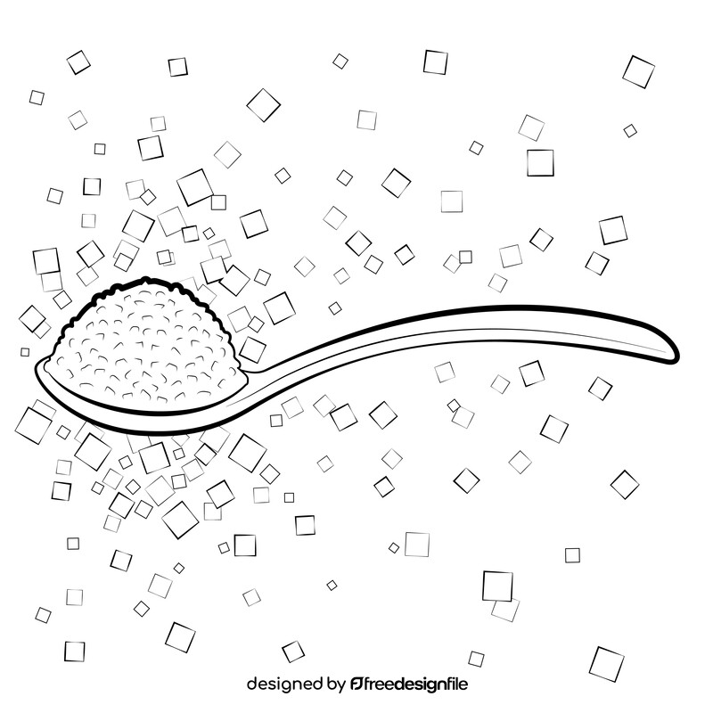 Sugar spoon drawing black and white vector