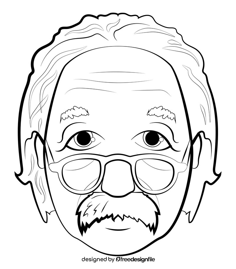 Albert einstein drawing black and white clipart