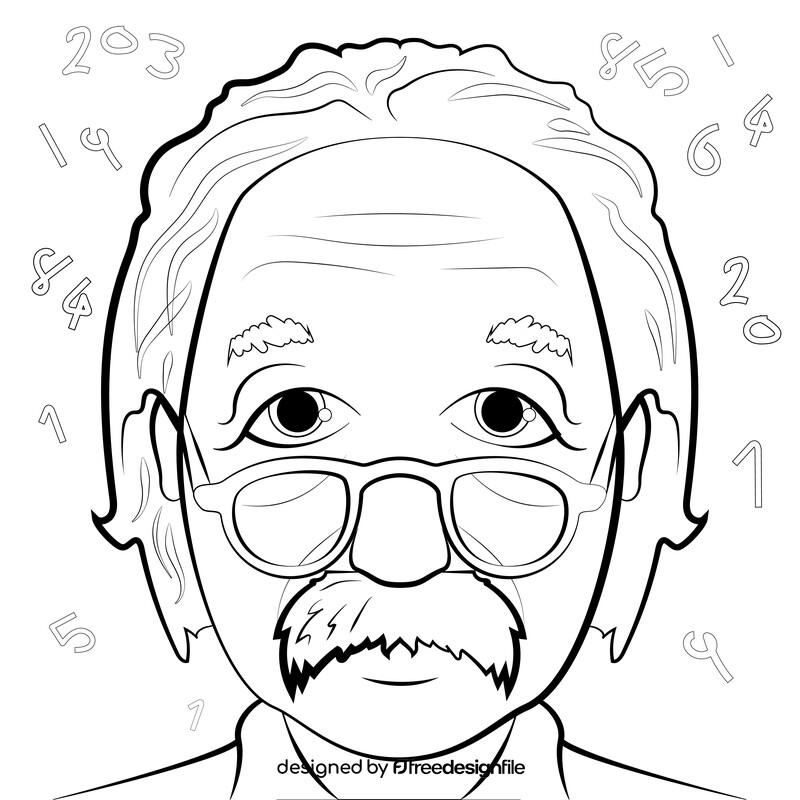 Albert einstein drawing black and white vector