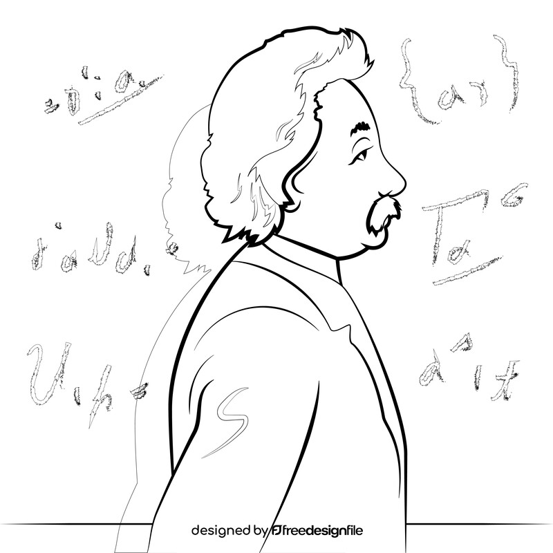 Albert einstein drawing black and white vector