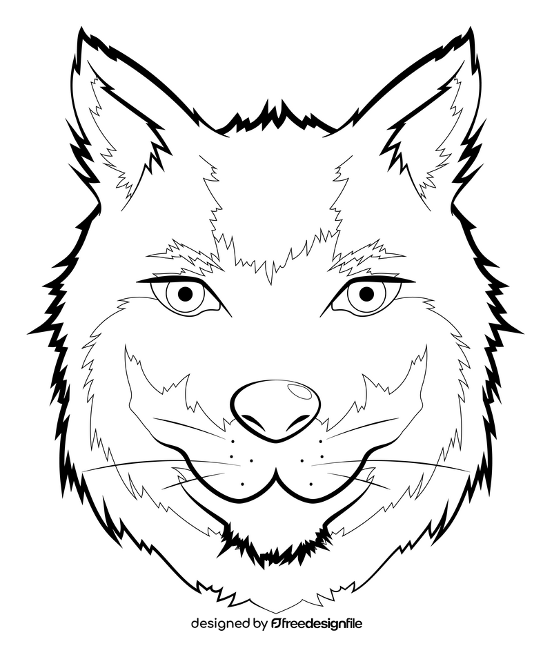 Wolf drawing black and white clipart