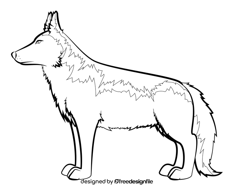 Wolf drawing black and white clipart