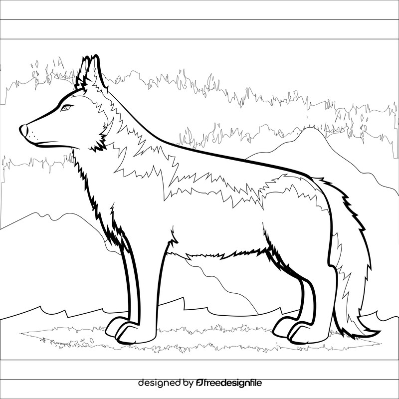 Wolf drawing black and white vector