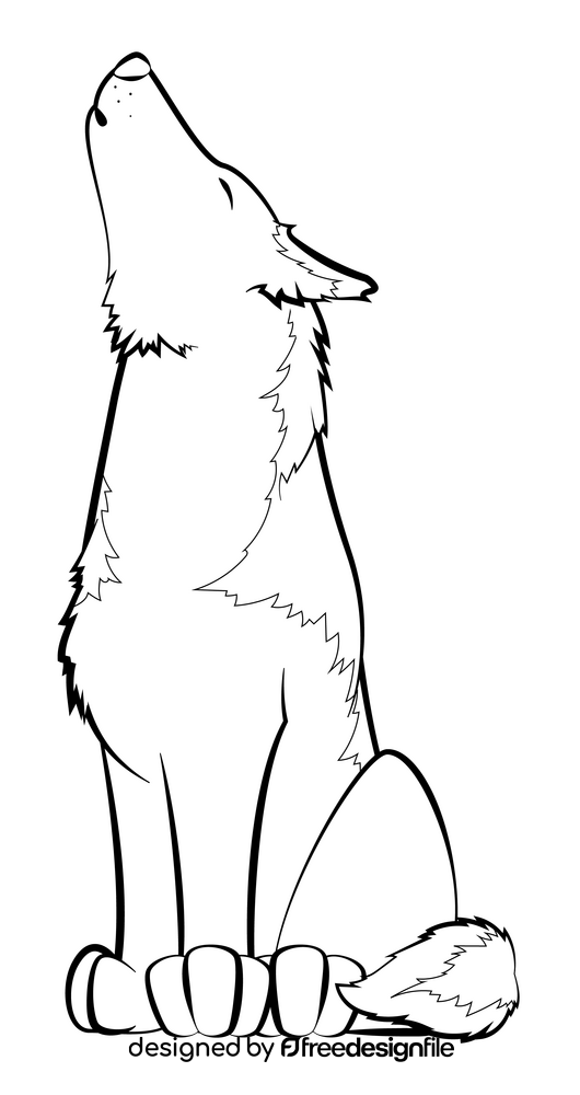 Wolf black and white clipart