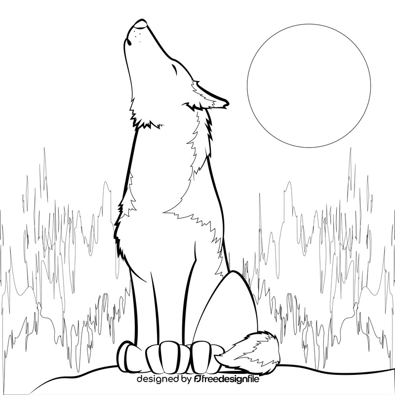 Wolf black and white vector