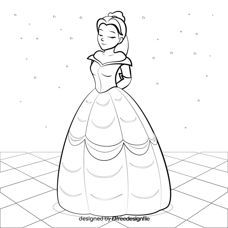 Beauty and the beast, belle drawing black and white vector