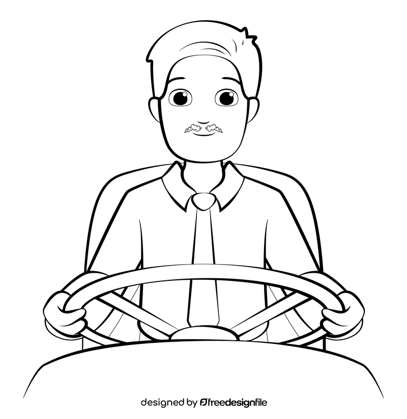 Bus driver drawing black and white clipart