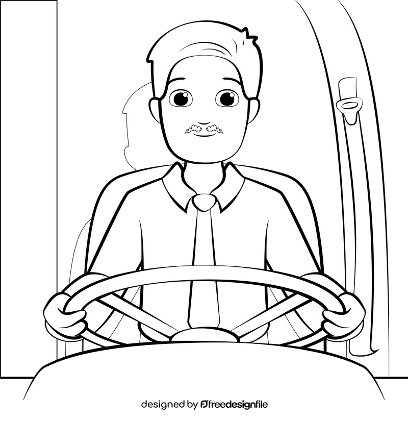 Bus driver drawing black and white vector