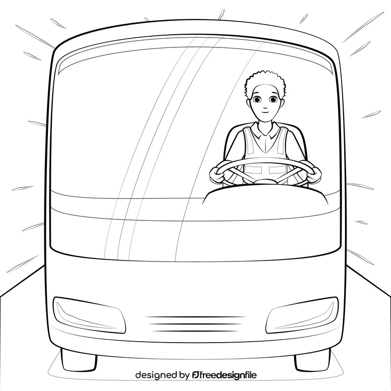 Bus driver black and white vector