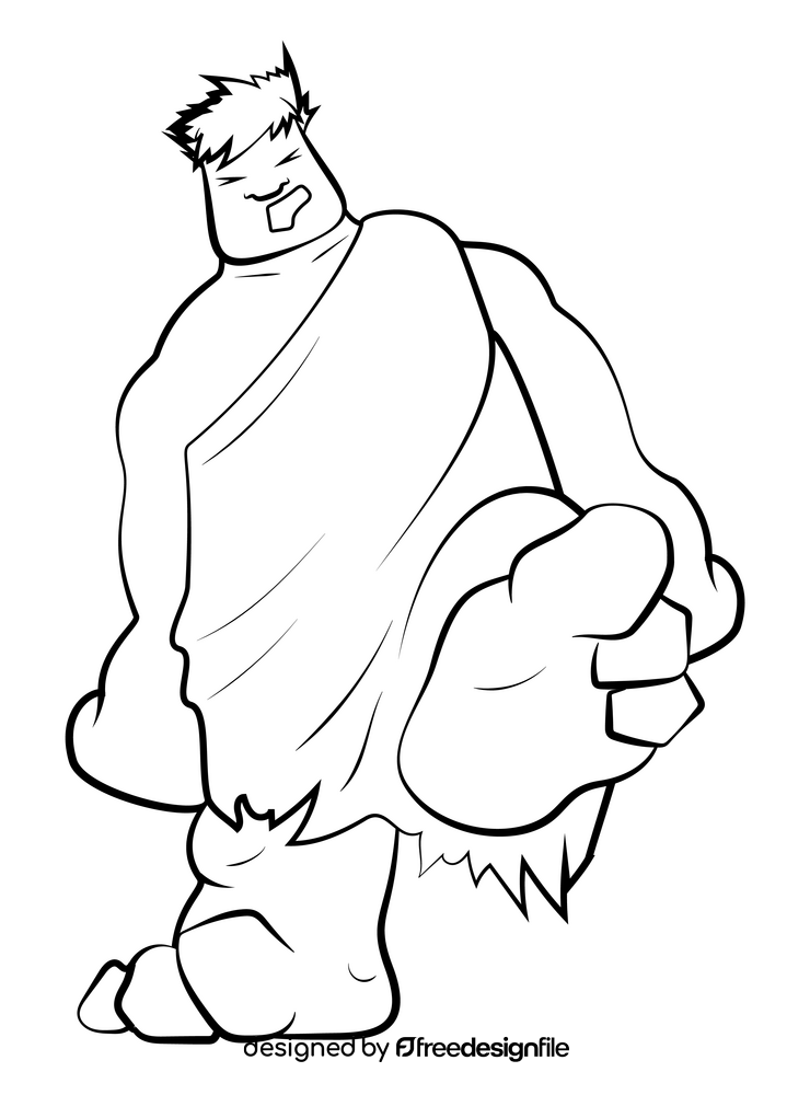 Giant cartoon drawing black and white clipart