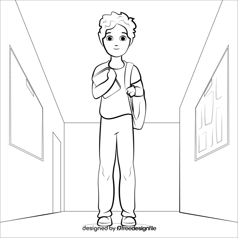 College student drawing black and white vector