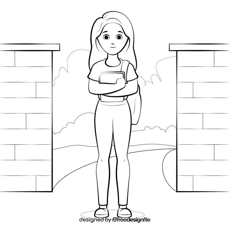 College student drawing black and white vector