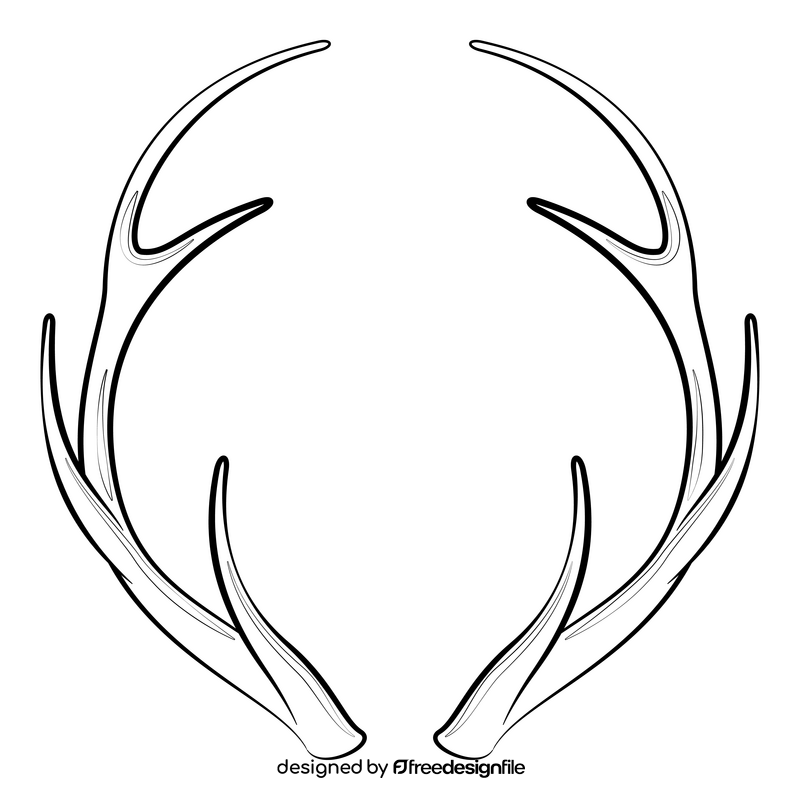 Deer antlers drawing black and white clipart