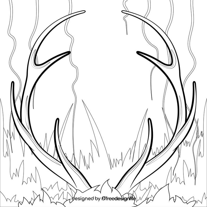 Deer antlers drawing black and white vector