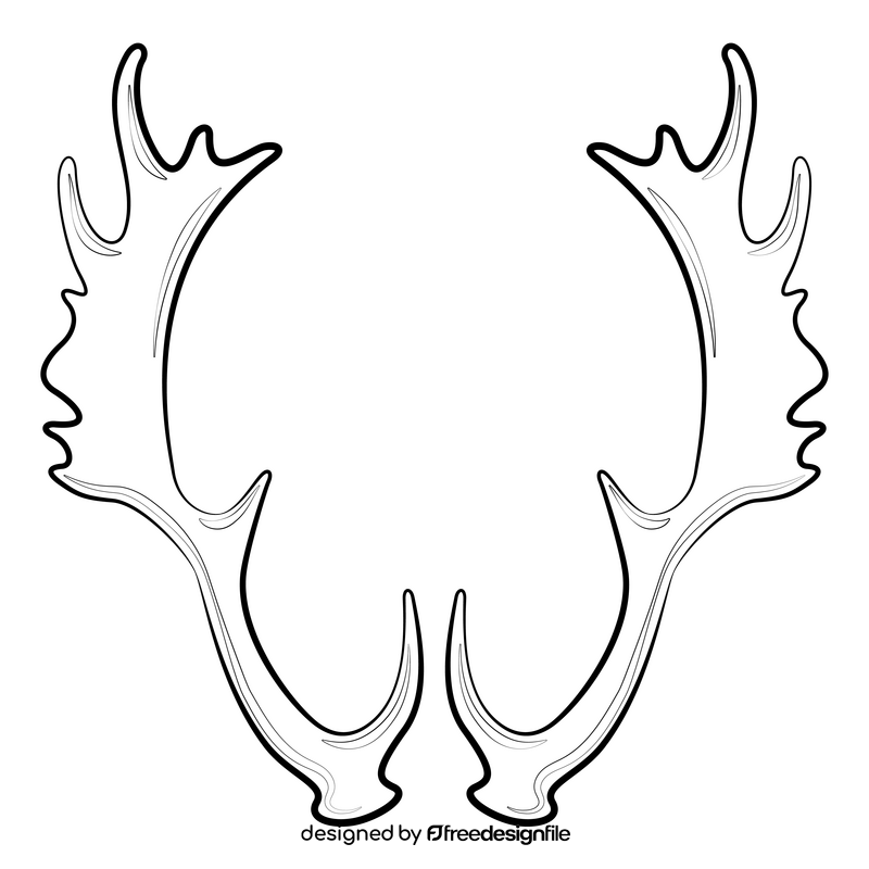 Deer antlers black and white clipart