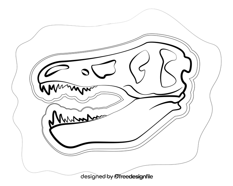 Dinosaur fossil drawing black and white clipart