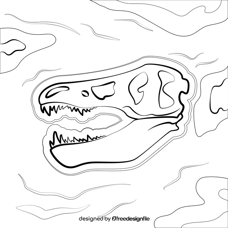 Dinosaur fossil drawing black and white vector