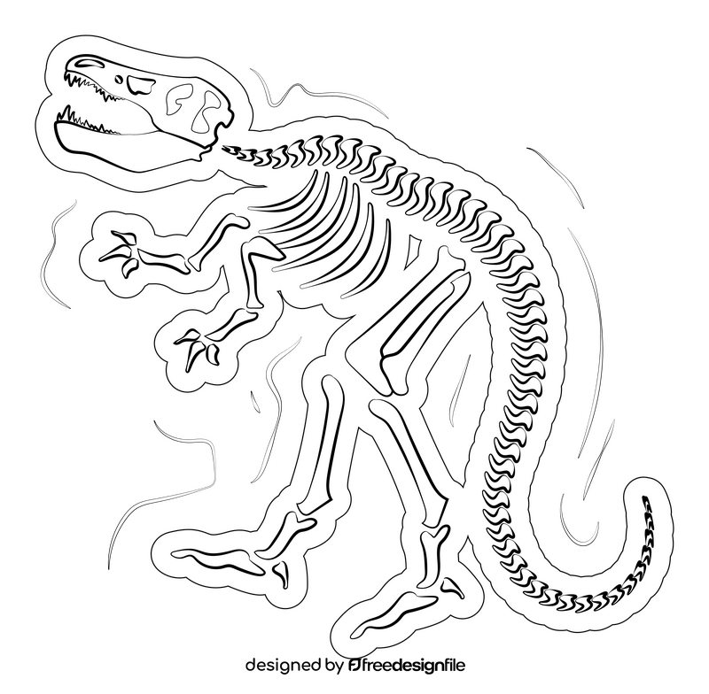 Dinosaur fossil drawing black and white clipart