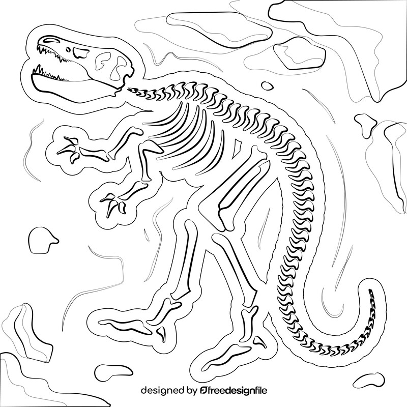 Dinosaur fossil drawing black and white vector