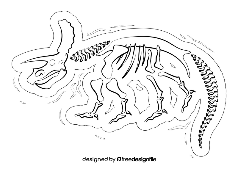 Dinosaur fossil black and white clipart